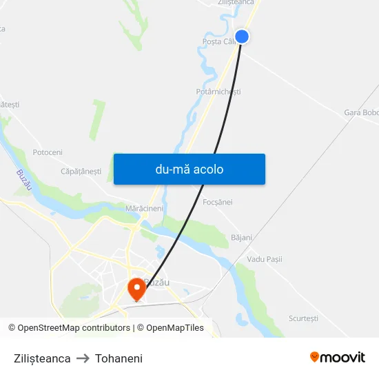 Harta de Zilișteanca către Tohaneni