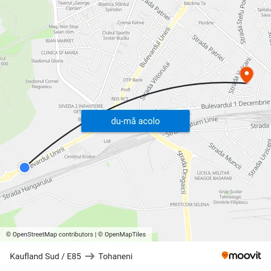 Harta de Kaufland Sud / E85 către Tohaneni