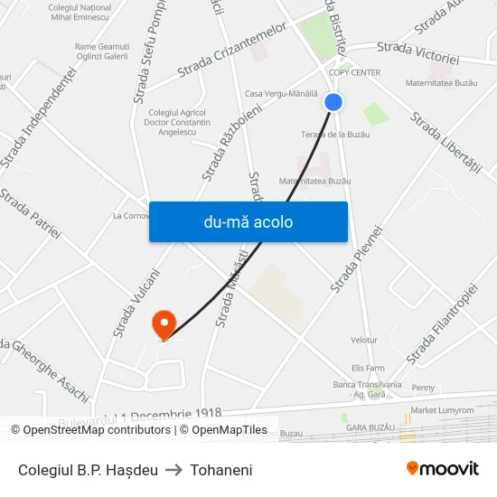 Harta de Colegiul B.P. Hașdeu către Tohaneni