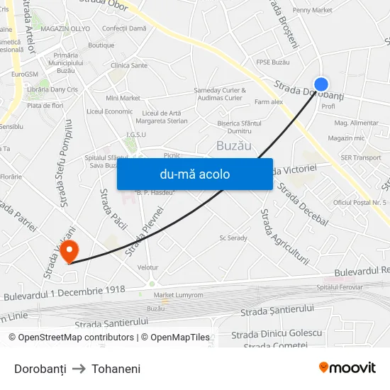 Harta de Dorobanți către Tohaneni