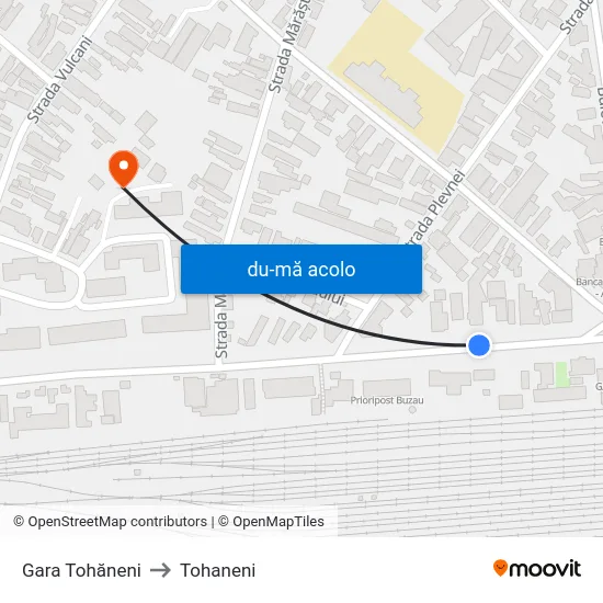Harta de Gara Tohăneni către Tohaneni