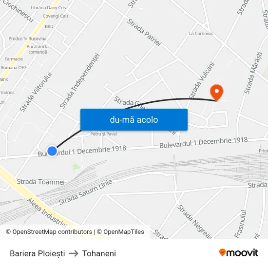 Harta de Bariera Ploiești către Tohaneni