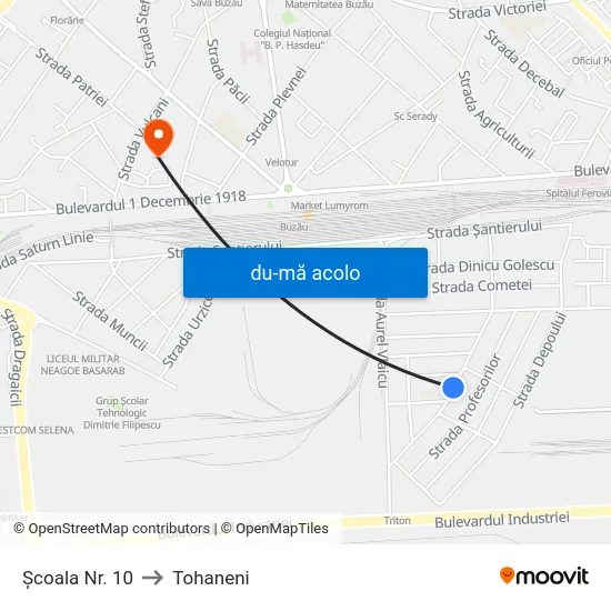 Harta de Școala Nr. 10 către Tohaneni