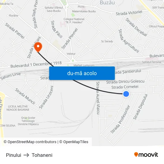 Harta de Pinului către Tohaneni