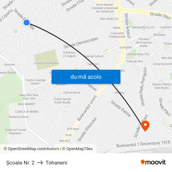 Harta de Școala Nr. 2 către Tohaneni