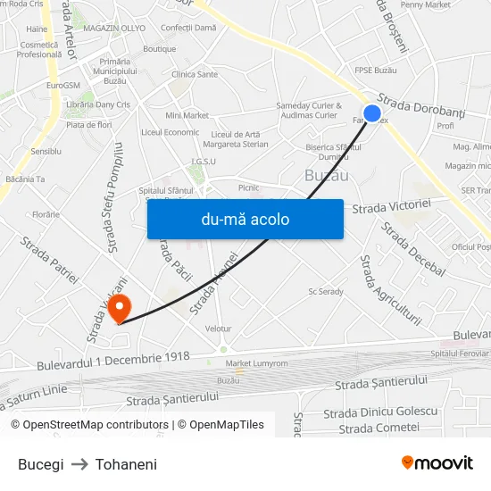 Harta de Bucegi către Tohaneni