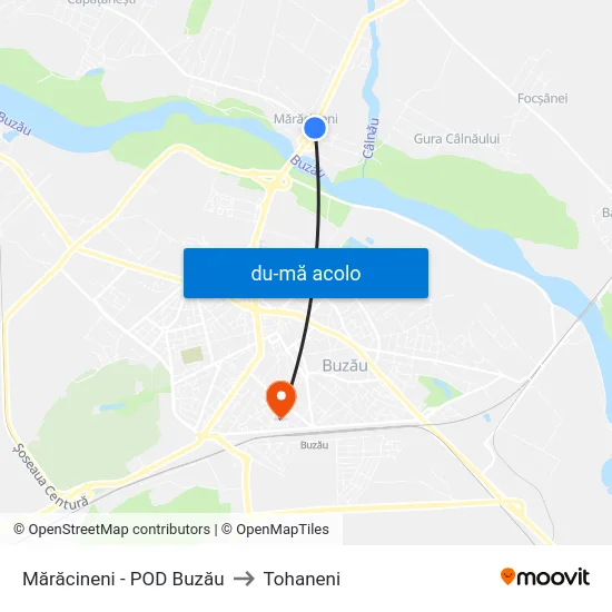 Harta de Mărăcineni - POD Buzău către Tohaneni