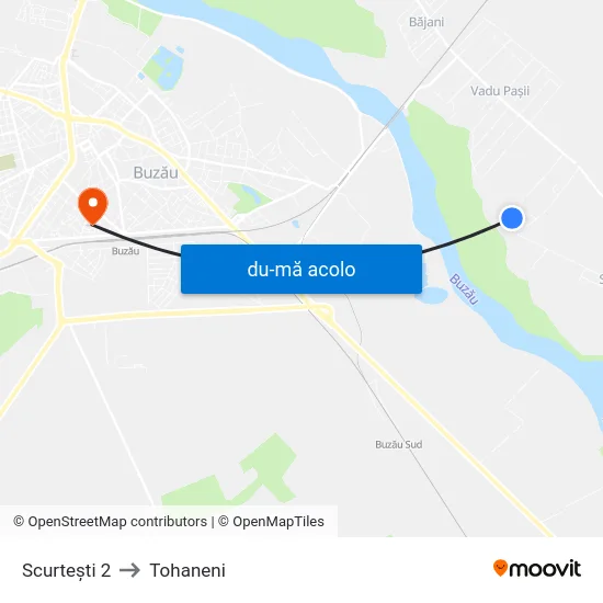 Harta de Scurtești 2 către Tohaneni