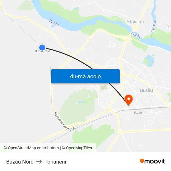 Harta de Buzău Nord către Tohaneni