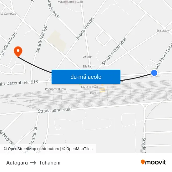 Harta de Autogară către Tohaneni