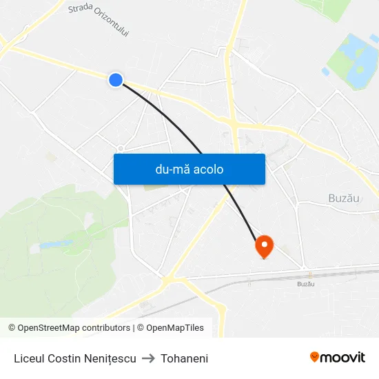 Harta de Liceul Costin Nenițescu către Tohaneni