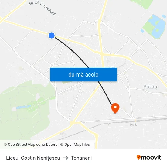 Harta de Liceul Costin Nenițescu către Tohaneni