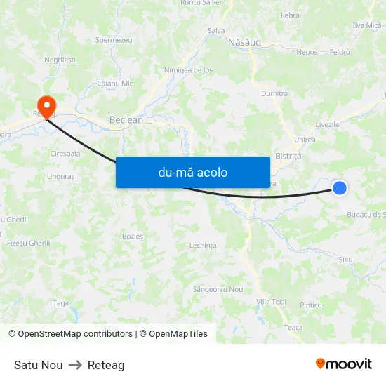 Harta de Satu Nou către Reteag