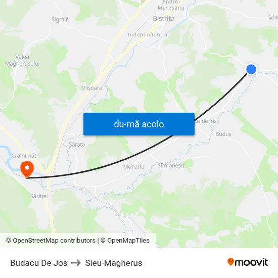 Harta de Budacu De Jos către Sieu-Magherus