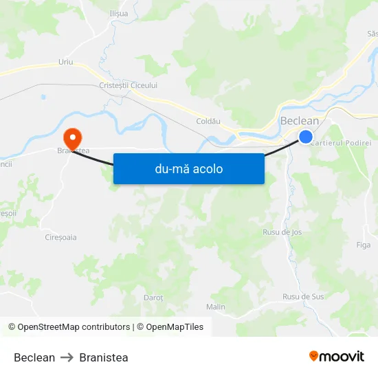 Harta de Beclean către Branistea