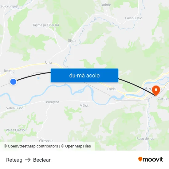 Harta de Reteag către Beclean