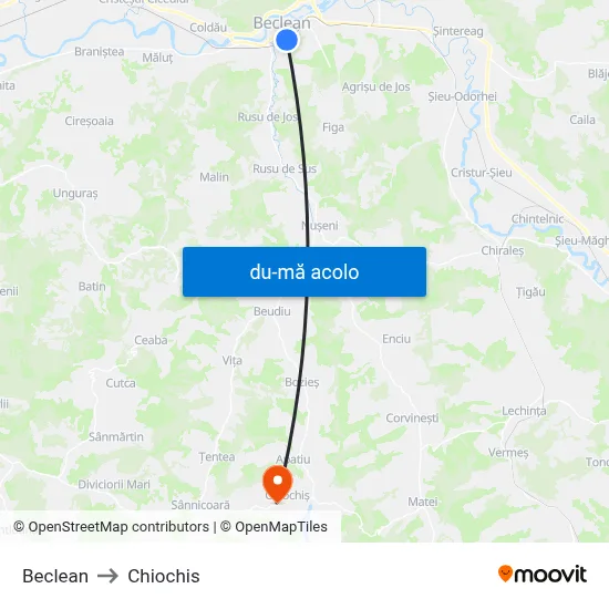 Harta de Beclean către Chiochis