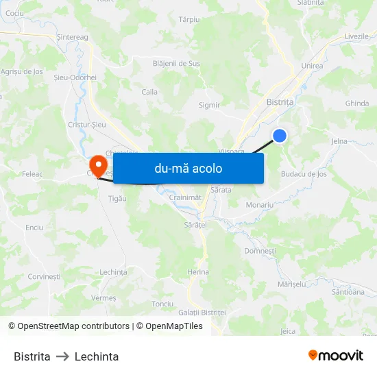 Harta de Bistrita către Lechinta