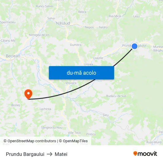 Harta de Prundu Bargaului către Matei