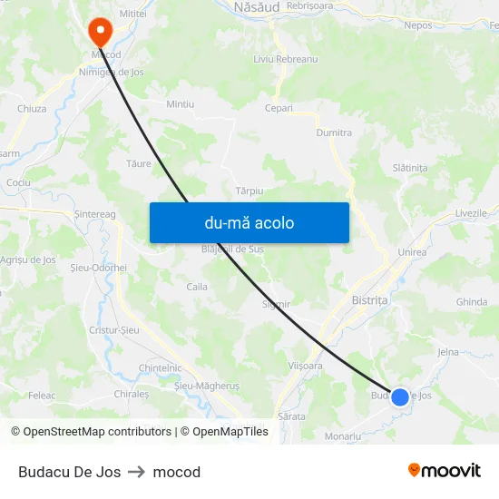 Harta de Budacu De Jos către mocod