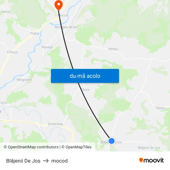 Harta de Blăjenii De Jos către mocod