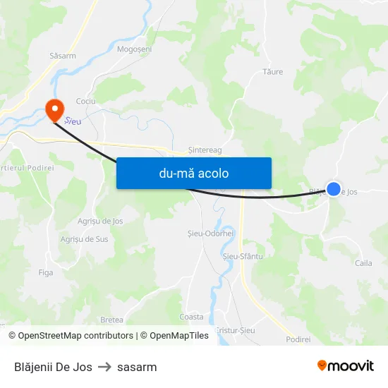 Harta de Blăjenii De Jos către sasarm