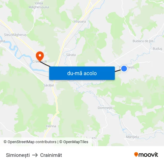 Harta de Simionești către Crainimăt