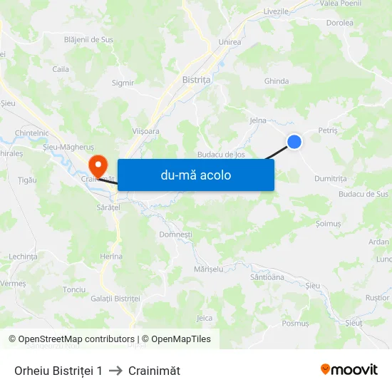 Harta de Orheiu Bistriței 1 către Crainimăt