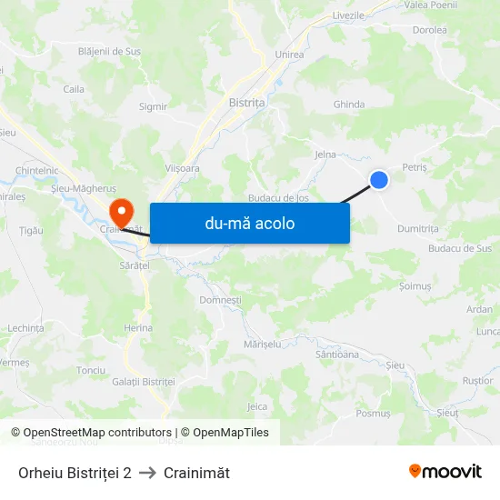 Harta de Orheiu Bistriței 2 către Crainimăt