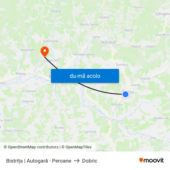 Harta de Bistrița | Autogară - Peroane către Dobric