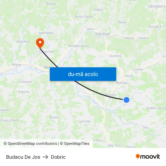 Harta de Budacu De Jos către Dobric