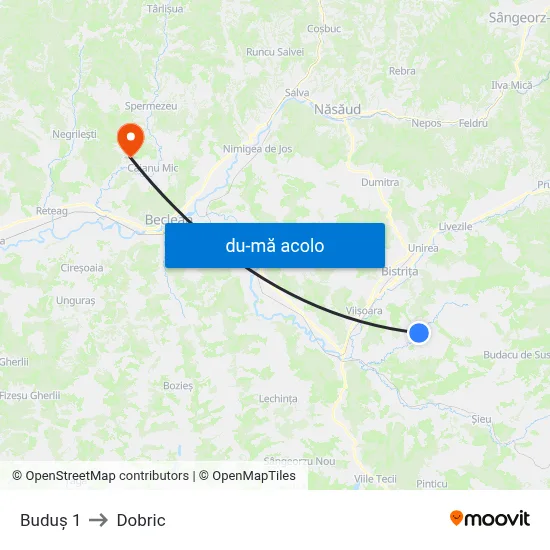 Harta de Buduș 1 către Dobric