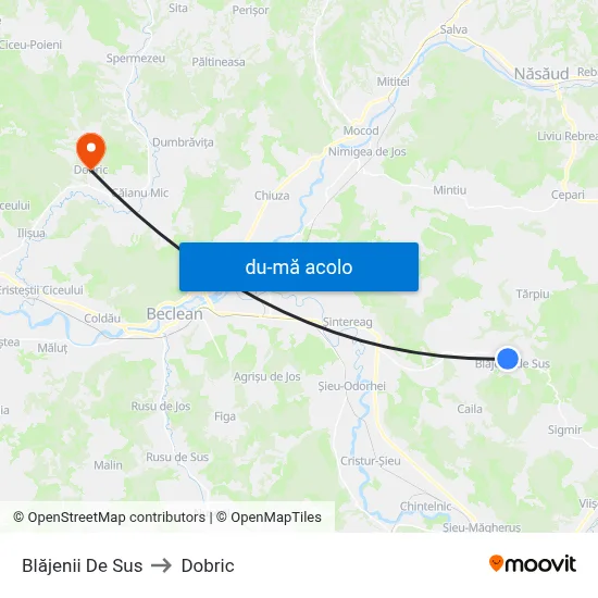 Harta de Blăjenii De Sus către Dobric