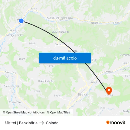 Harta de Mititei | Benzinărie către Ghinda