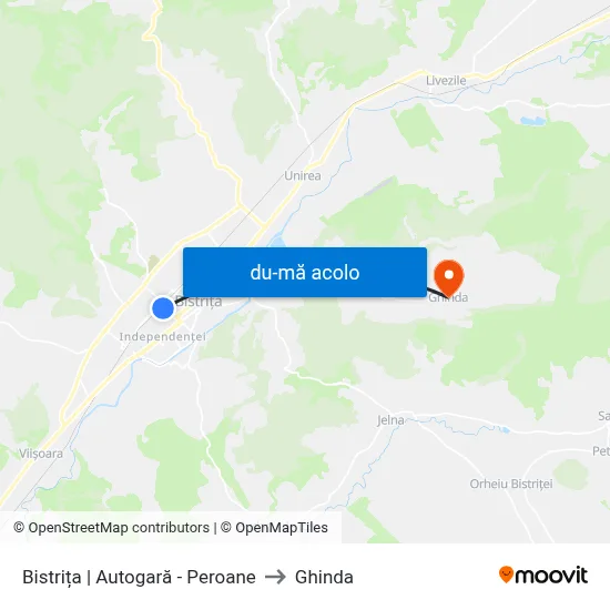 Harta de Bistrița | Autogară - Peroane către Ghinda