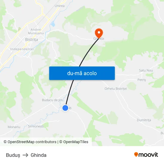 Harta de Buduș către Ghinda