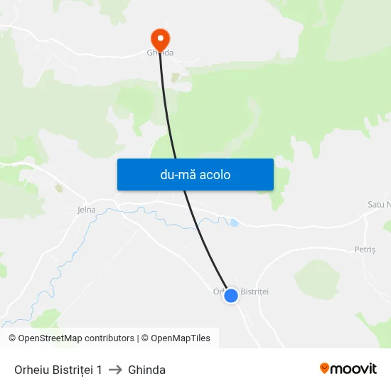 Harta de Orheiu Bistriței 1 către Ghinda