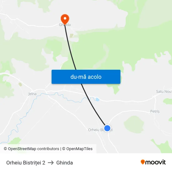 Harta de Orheiu Bistriței 2 către Ghinda