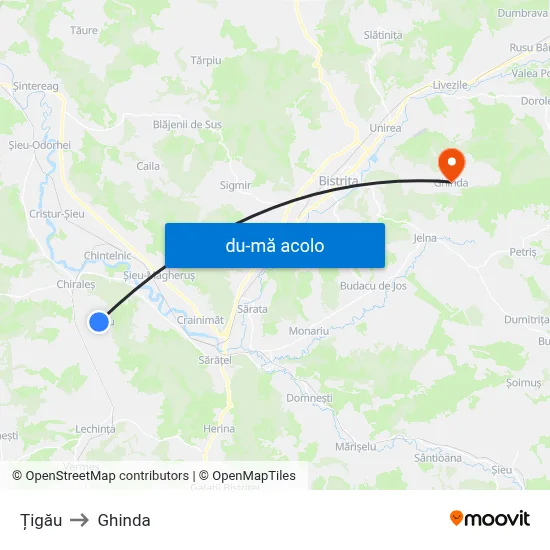 Harta de Țigău către Ghinda