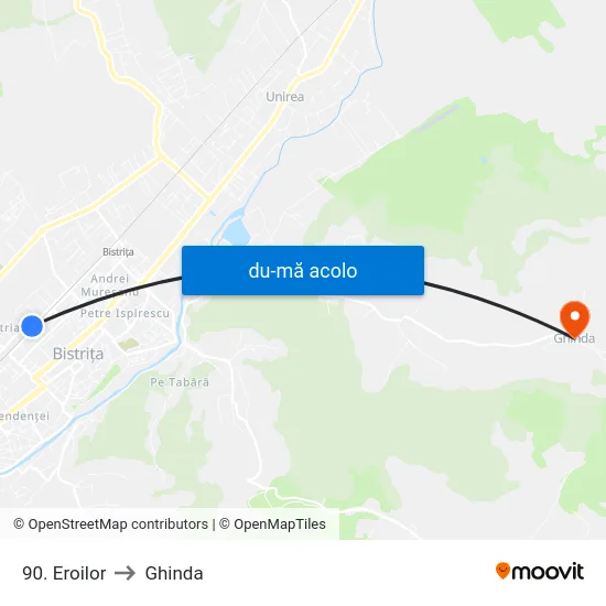 Harta de 90. Eroilor către Ghinda