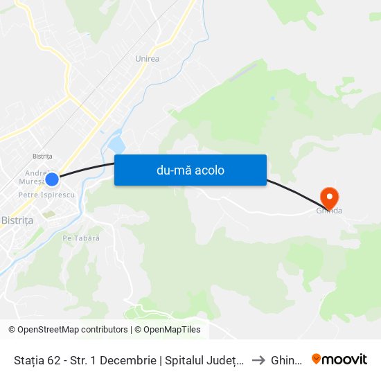 Harta de Stația 62 - Str. 1 Decembrie | Spitalul Județean către Ghinda