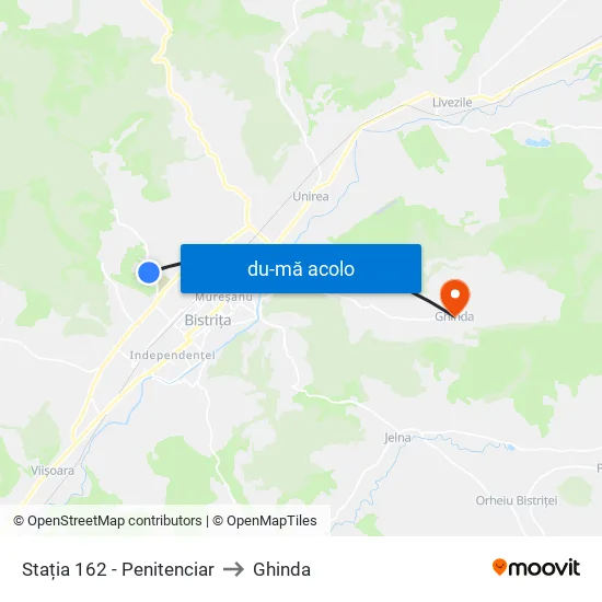 Harta de 162. Tărpiului | Penitenciar către Ghinda