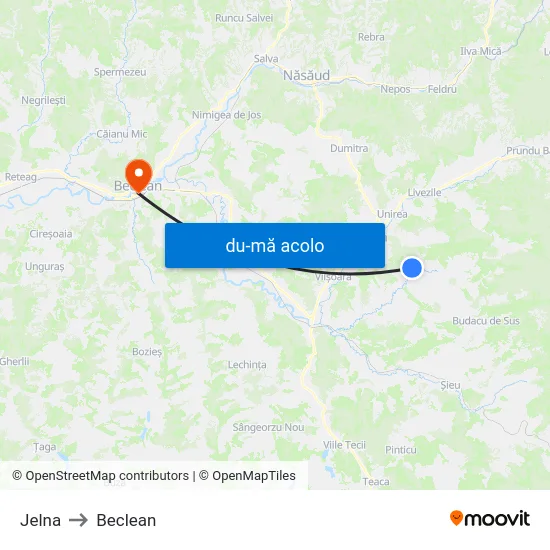Harta de Jelna către Beclean