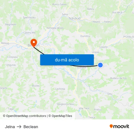Harta de Jelna către Beclean