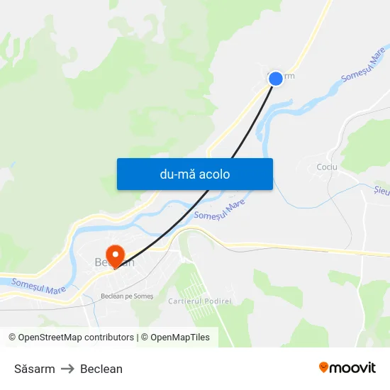 Harta de Săsarm către Beclean