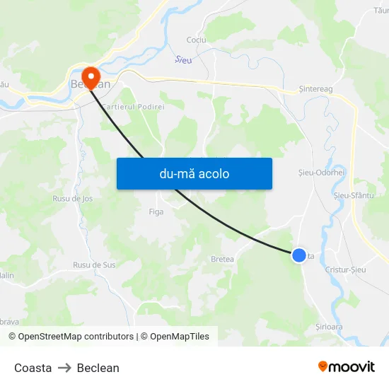 Harta de Coasta către Beclean