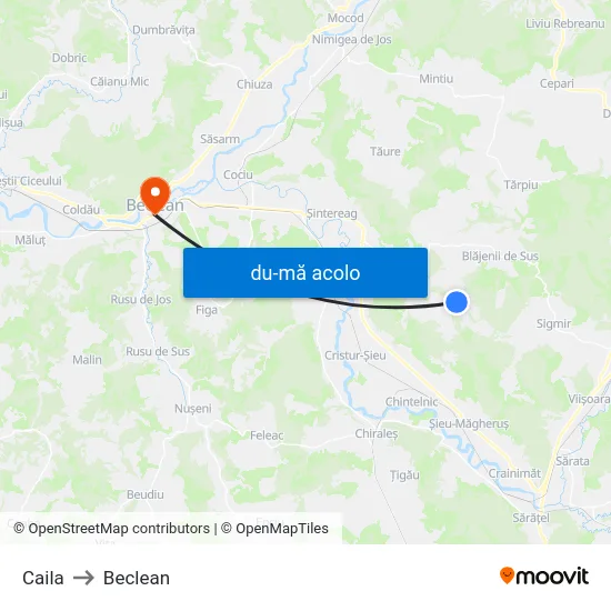 Harta de Caila către Beclean