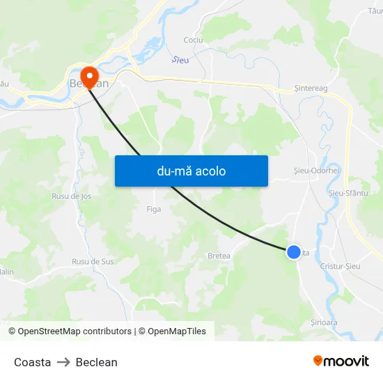 Harta de Coasta către Beclean
