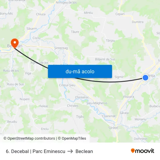 Harta de 6. Decebal | Parc Eminescu către Beclean