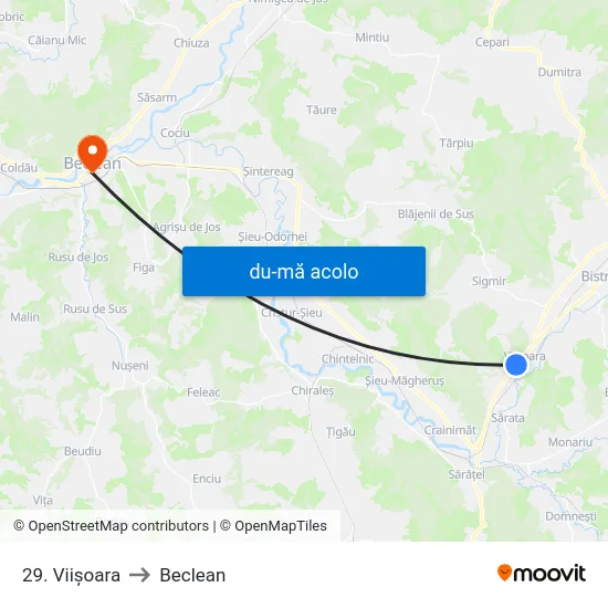 Harta de 29. Viișoara către Beclean